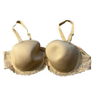 Simone Pérèle Beige Underwire Padded Bra With Embroidered Lace Details Adjustabl